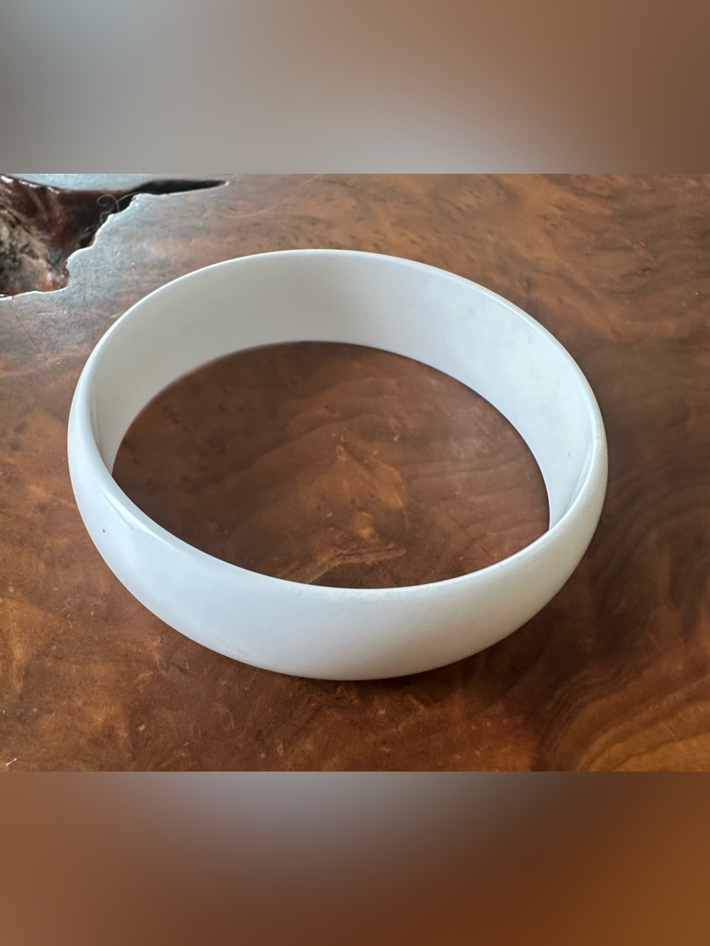 Vintage White Bakelite Bangle Bracelet - Women's Jewelry